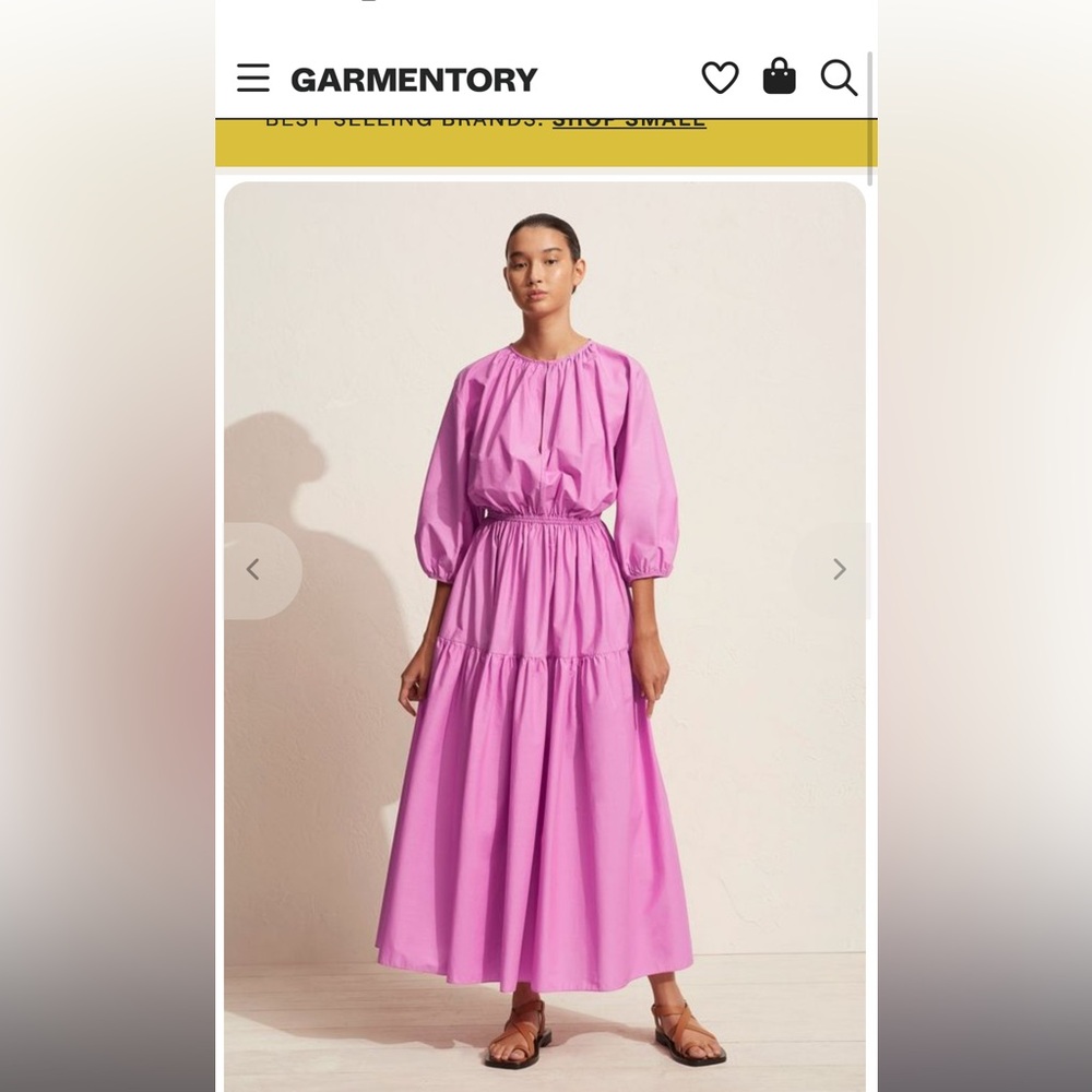 Matteau Vibrant Pink Maxi Dress - Resort collection S/M tier crew dress